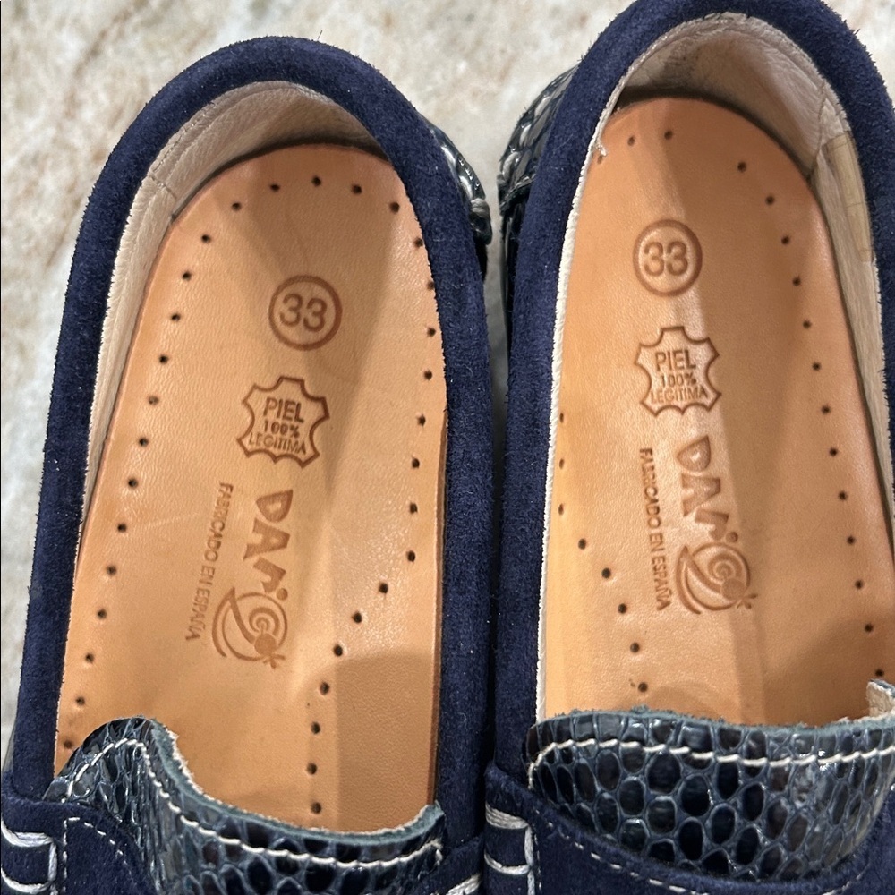 Dar2 Leather Moccasin Style Penny Loafer Shoes size 33 kids blue patent - Picture 7 of 13